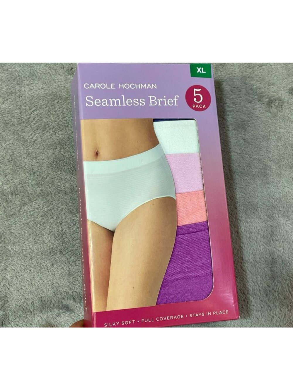 NWT Carole Hochman Women’s XL Seamless Brief 5-Pack Mint/Pink Multi-Color